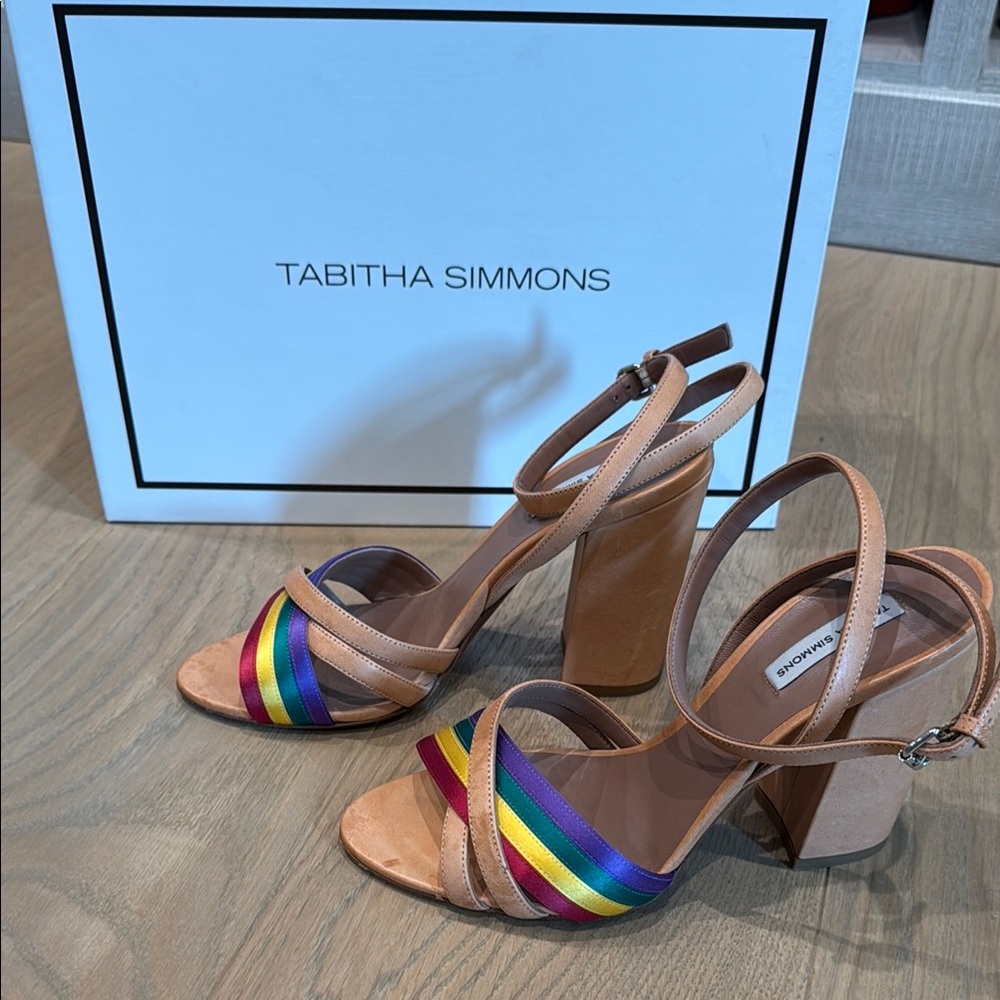 Tabitha Simmons Rainbow Strappy Block Heel Sandals – Size 38